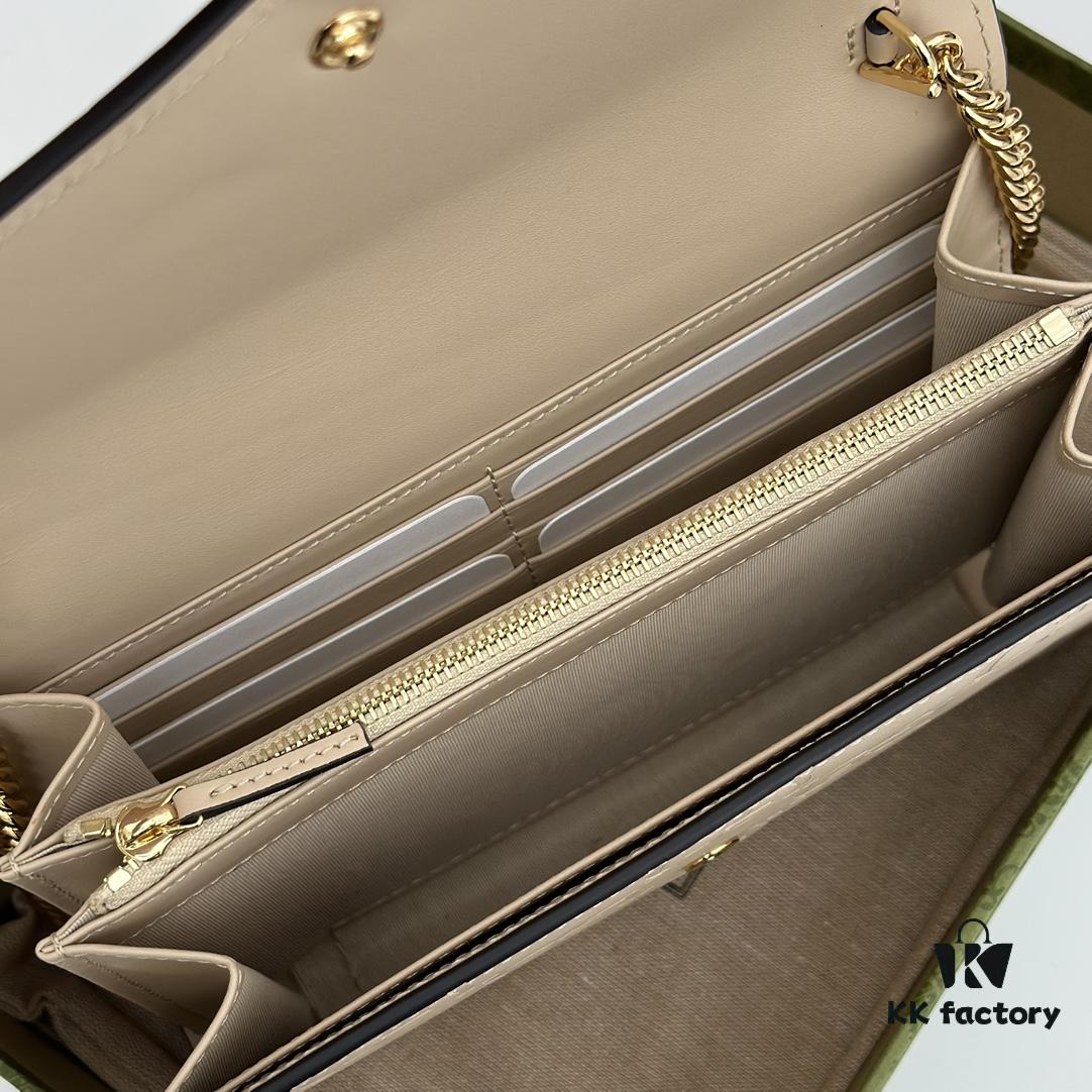 GUCCI Counter Quality, Top Original Single Item, Actual Photos! Model 781555 Light Apricot Embossed, Size: 20cm W x 13cm H x 6cm D, In Stock Ready to Ship