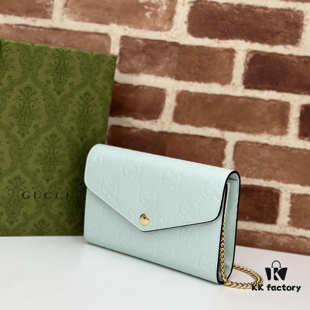 GUCCI High-End Original Single Item, Shallow Green Embossed Design, Model No. 781555