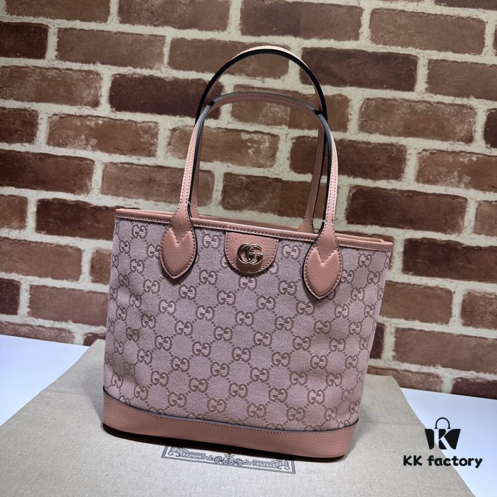 GUCCI Counter Quality, Top Original Single Item, Real Photo! Model No. 742102/726762 Pink Fabric with Pink Leather, Size: 25cm (W) x 22cm (H) x 12cm (D), Ready to Ship
