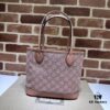 GUCCI Counter Quality, Top Original Single Item, Real Photo! Model No. 742102/726762 Pink Fabric with Pink Leather, Size: 25cm (W) x 22cm (H) x 12cm (D), Ready to Ship
