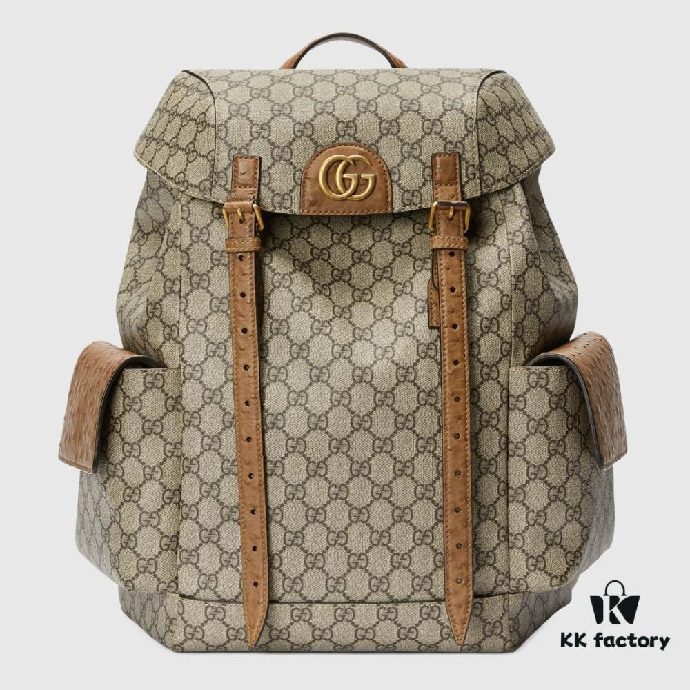 GUCCI New Arrival High-Quality Authentic Stock, Top-Grade Original Order Item, Model No.: 710859 Ostrich Texture, Size: W24xH40xD16cm, Ready Stock Available