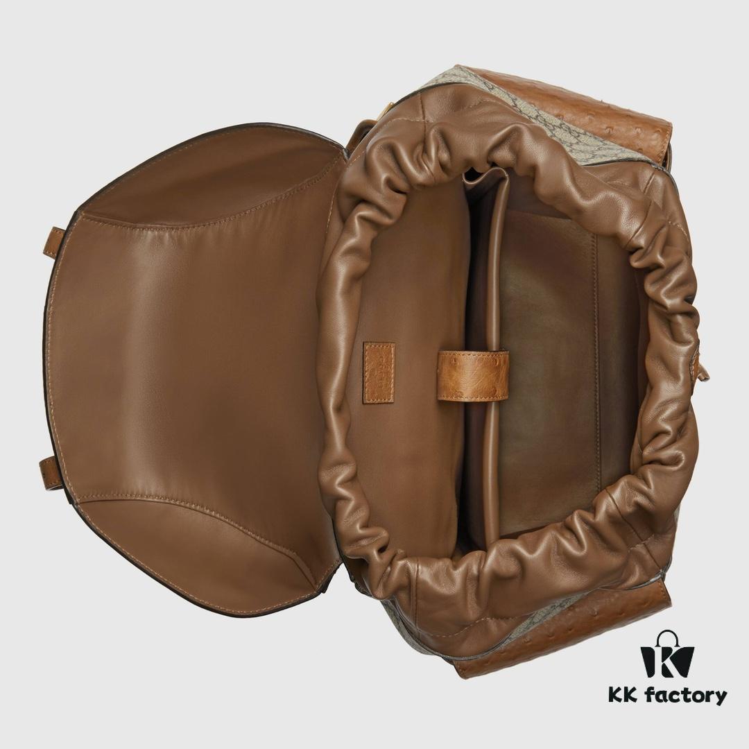 GUCCI New Arrival High-Quality Authentic Stock, Top-Grade Original Order Item, Model No.: 710859 Ostrich Texture, Size: W24xH40xD16cm, Ready Stock Available