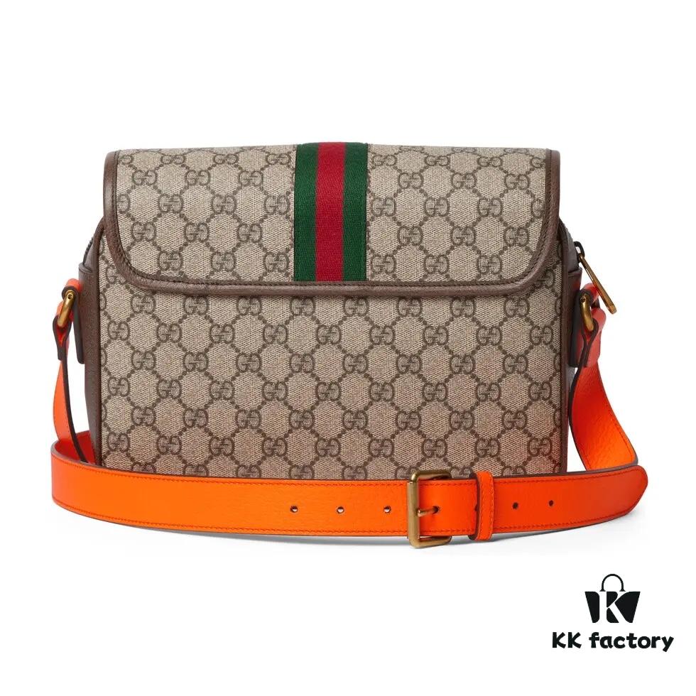 GUCCI Counter Quality, Top Original Single Item, Actual Photos. Model 792376 Fluorescent Orange, Size: 27.5 x 18.5 x 6.5 cm