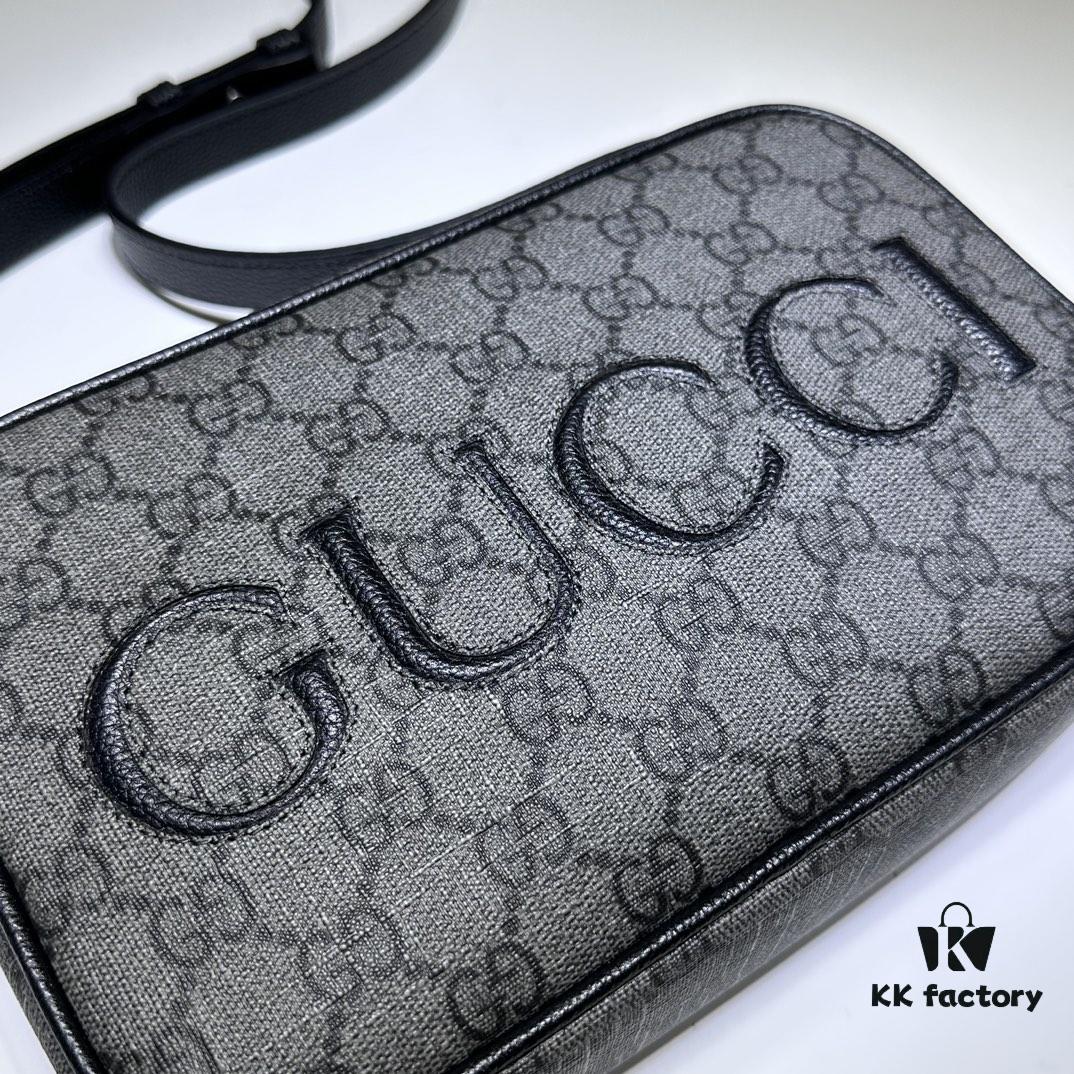 GUCCI New Arrival Cabinet Quality, Top Original Single Item, Actual Photos. Model No. 768391 Grey Rubber, Size 14×23.5×6 cm, In Stock Ready to Ship