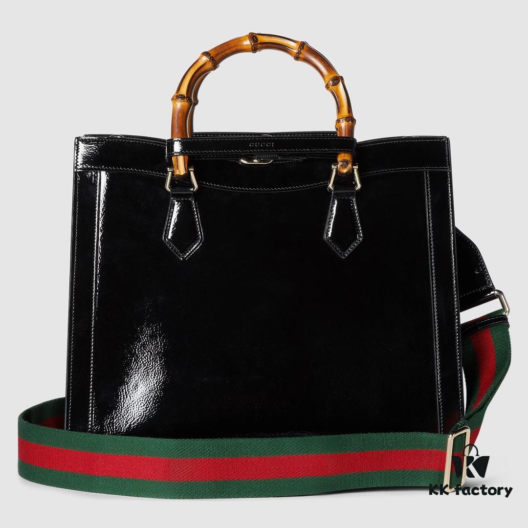 GUCCI New Arrival High-Quality Authentic Stock, Top-Tier Original Single Item, Real Photo, Model No.: 678842, Black Patent Leather with Logo Print, Size: W35 x H30 x D14cm, Available for Immediate Shipment
