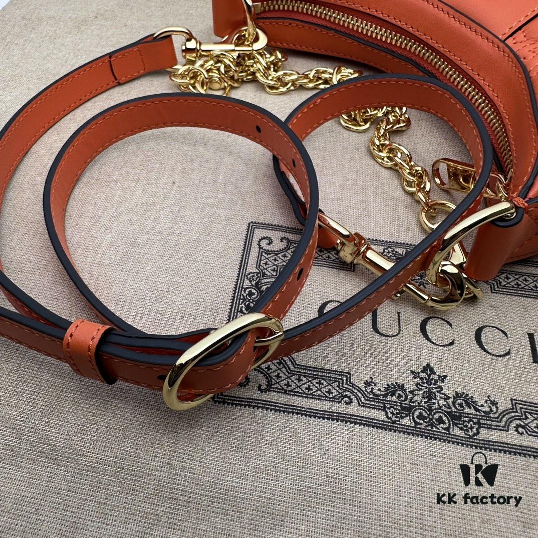 GUCCI High-End Original Stock, In-Stock Item, Real Photo, Model No. 739736 Orange, Size: 21cm (W) x 14cm (H) x 6cm (D)