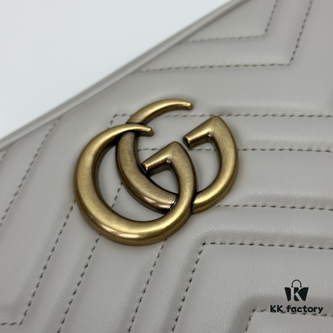 GUCCI Hot-Selling Item, Cabinet Quality, Top-Tier Original Order Stock, Real Product Photos, Model No.: 447632 Light Gray, Size: 24cm x 13cm x 7cm, In Stock for Immediate Shipment