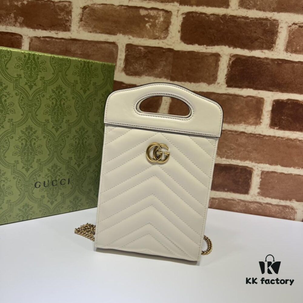 GUCCI Counter Quality, Top Original Single Item, Actual Photos! Model No. 699756 White Leather, Size: W14 x H23 x D4.5, In Stock and Ready to Ship