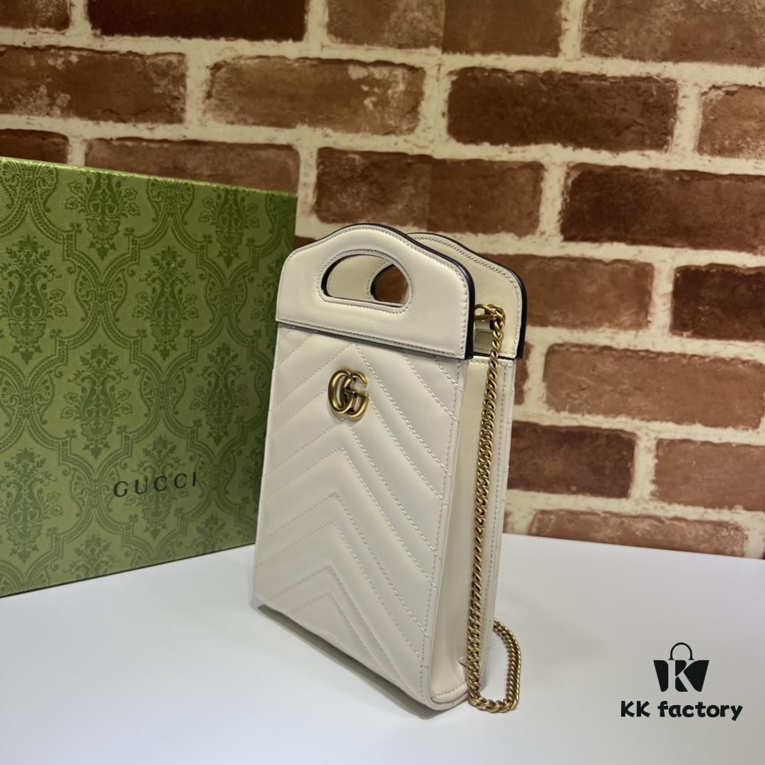 GUCCI Counter Quality, Top Original Single Item, Actual Photos! Model No. 699756 White Leather, Size: W14 x H23 x D4.5, In Stock and Ready to Ship