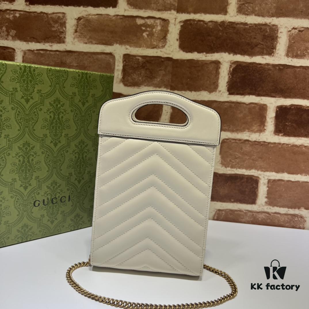 GUCCI Counter Quality, Top Original Single Item, Actual Photos! Model No. 699756 White Leather, Size: W14 x H23 x D4.5, In Stock and Ready to Ship