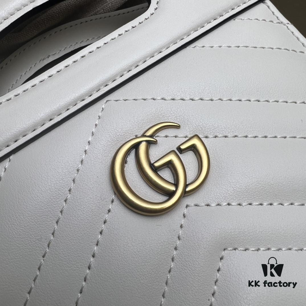 GUCCI Counter Quality, Top Original Single Item, Actual Photos! Model No. 699756 White Leather, Size: W14 x H23 x D4.5, In Stock and Ready to Ship