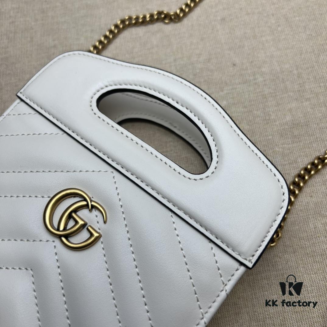 GUCCI Counter Quality, Top Original Single Item, Actual Photos! Model No. 699756 White Leather, Size: W14 x H23 x D4.5, In Stock and Ready to Ship