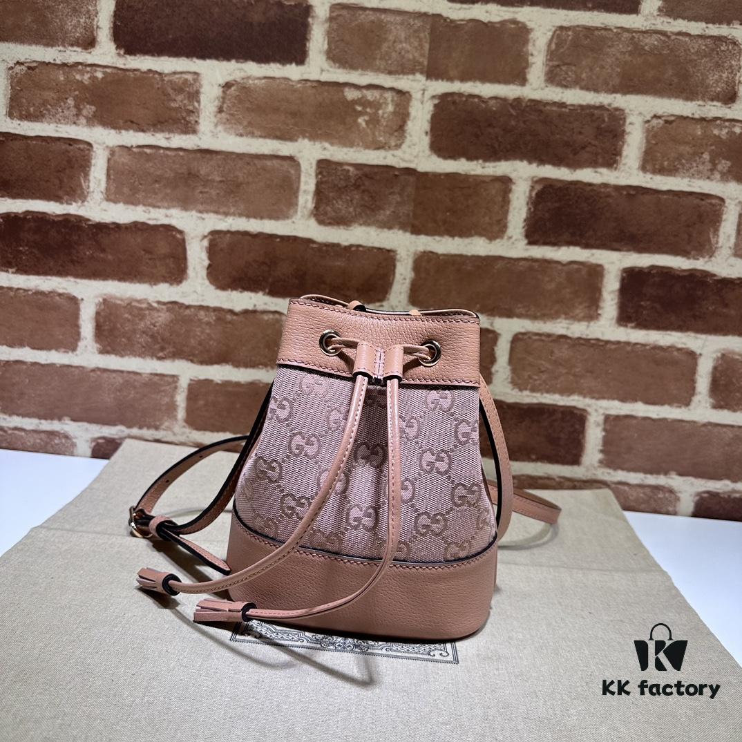 GUCCI New Arrival Cabinet Quality, Top Original Single Item, Real Photo, Model Number 550620 Pink Fabric with Pink Leather, Size W15xH18xD9.5cm, In Stock