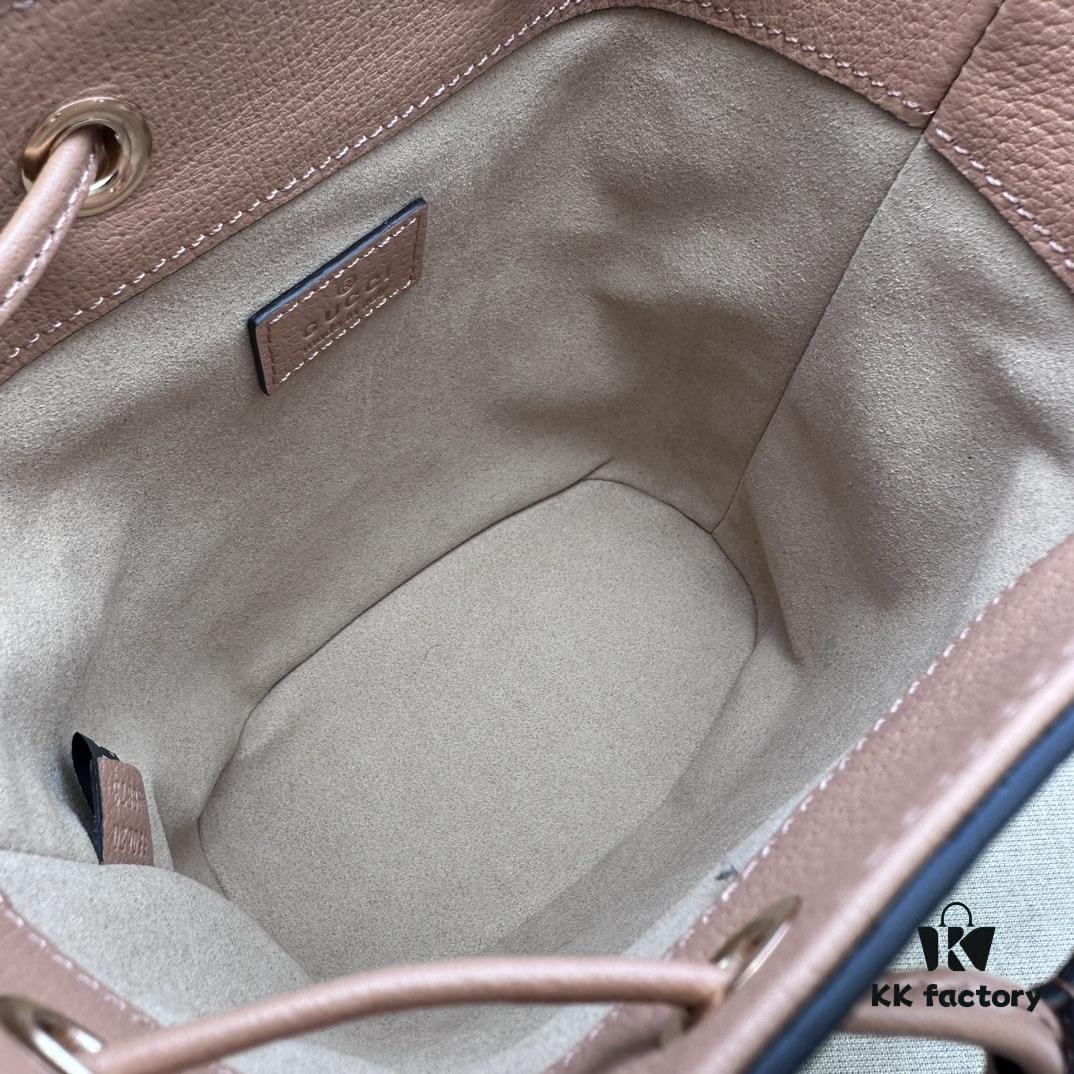 GUCCI New Arrival Cabinet Quality, Top Original Single Item, Real Photo, Model Number 550620 Pink Fabric with Pink Leather, Size W15xH18xD9.5cm, In Stock