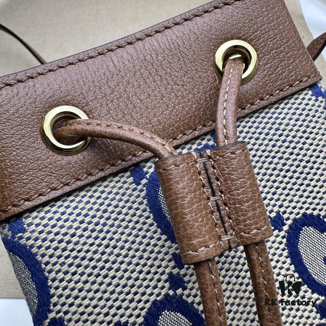GUCCI New Arrival Cabinet Quality, Top Original Single Item, Real Photo, Model Number 550620 Blue Cloth Brown Leather, Size W15xH18xD9.5cm, In Stock