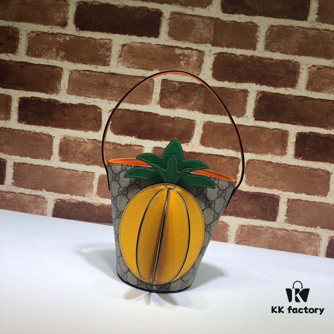 GUCCI High-End Original Order, Top Quality, Real Photos! Model No. 580850 Pineapple Bag, Dimensions: 19cm (W) x 17cm (H) x 11cm (D), In Stock