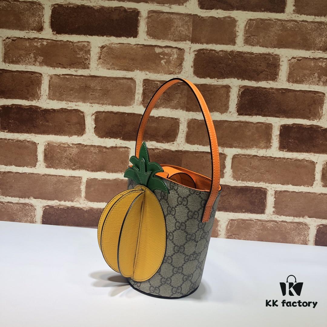 GUCCI High-End Original Order, Top Quality, Real Photos! Model No. 580850 Pineapple Bag, Dimensions: 19cm (W) x 17cm (H) x 11cm (D), In Stock
