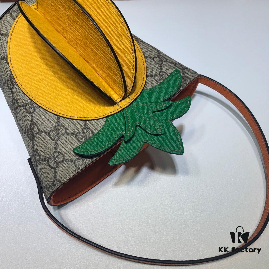 GUCCI High-End Original Order, Top Quality, Real Photos! Model No. 580850 Pineapple Bag, Dimensions: 19cm (W) x 17cm (H) x 11cm (D), In Stock