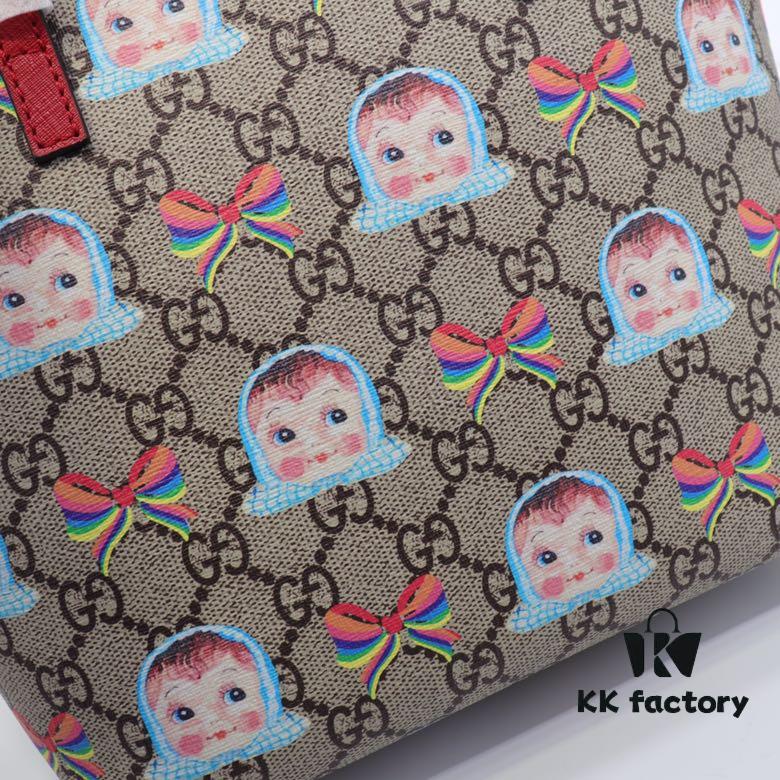 GUCCI Hot-Selling Item, Authentic Store Quality, Top-Tier Original Order Goods, Real Photo Fashion Handbag, Model No.: 410812 Kids Head Design, Size: 21x20x10cm! In Stock Ready to Ship!