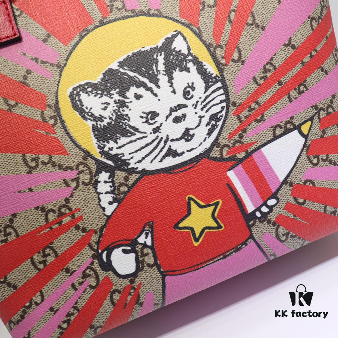 GUCCI Hot-Selling Item, Boutique Quality, Top-Grade Original Order Goods, Real Photo Fashion Tote Bag, Model No.: 410812 Cartoon Cat, Size: 21x20x10cm! In Stock for Immediate Shipping