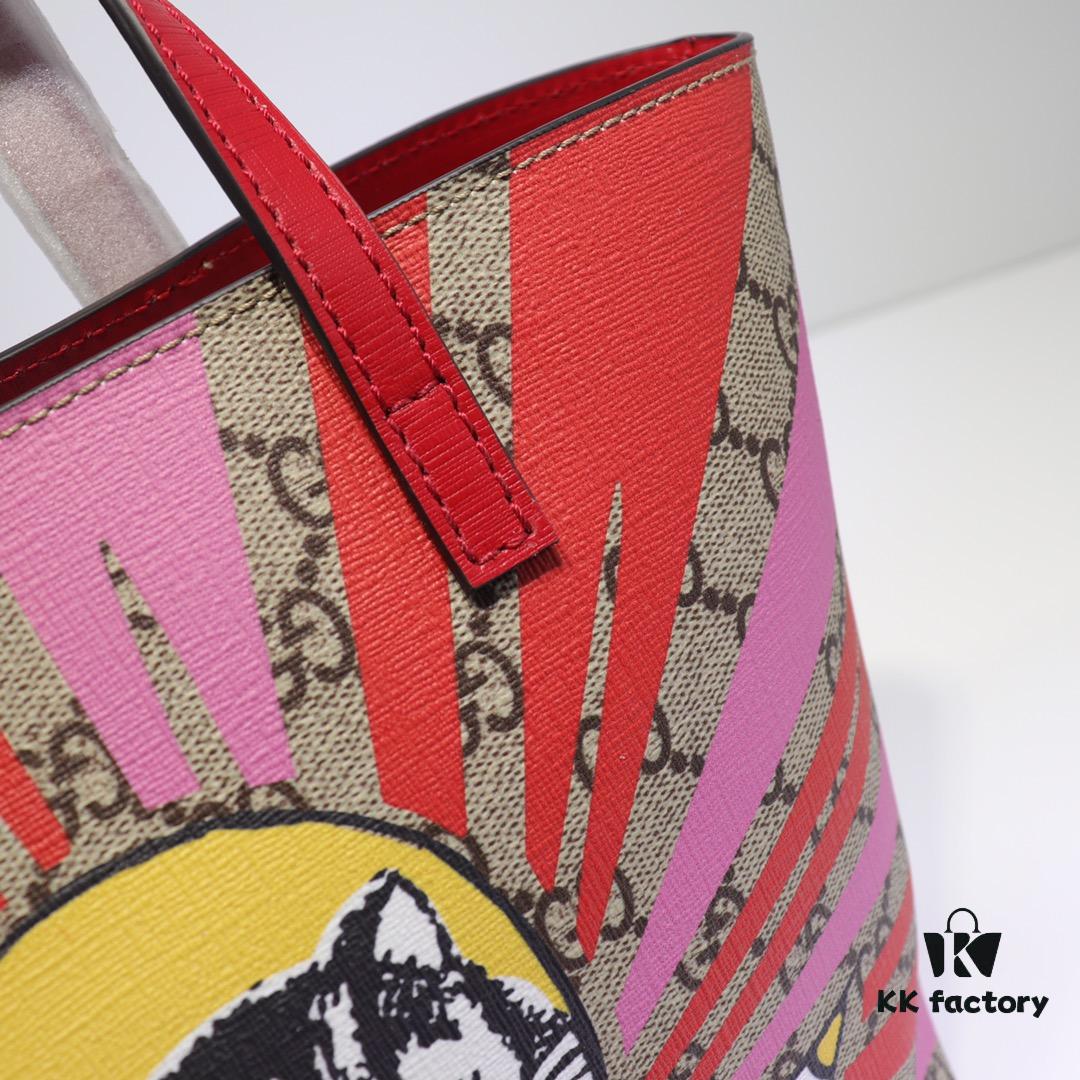 GUCCI Hot-Selling Item, Boutique Quality, Top-Grade Original Order Goods, Real Photo Fashion Tote Bag, Model No.: 410812 Cartoon Cat, Size: 21x20x10cm! In Stock for Immediate Shipping