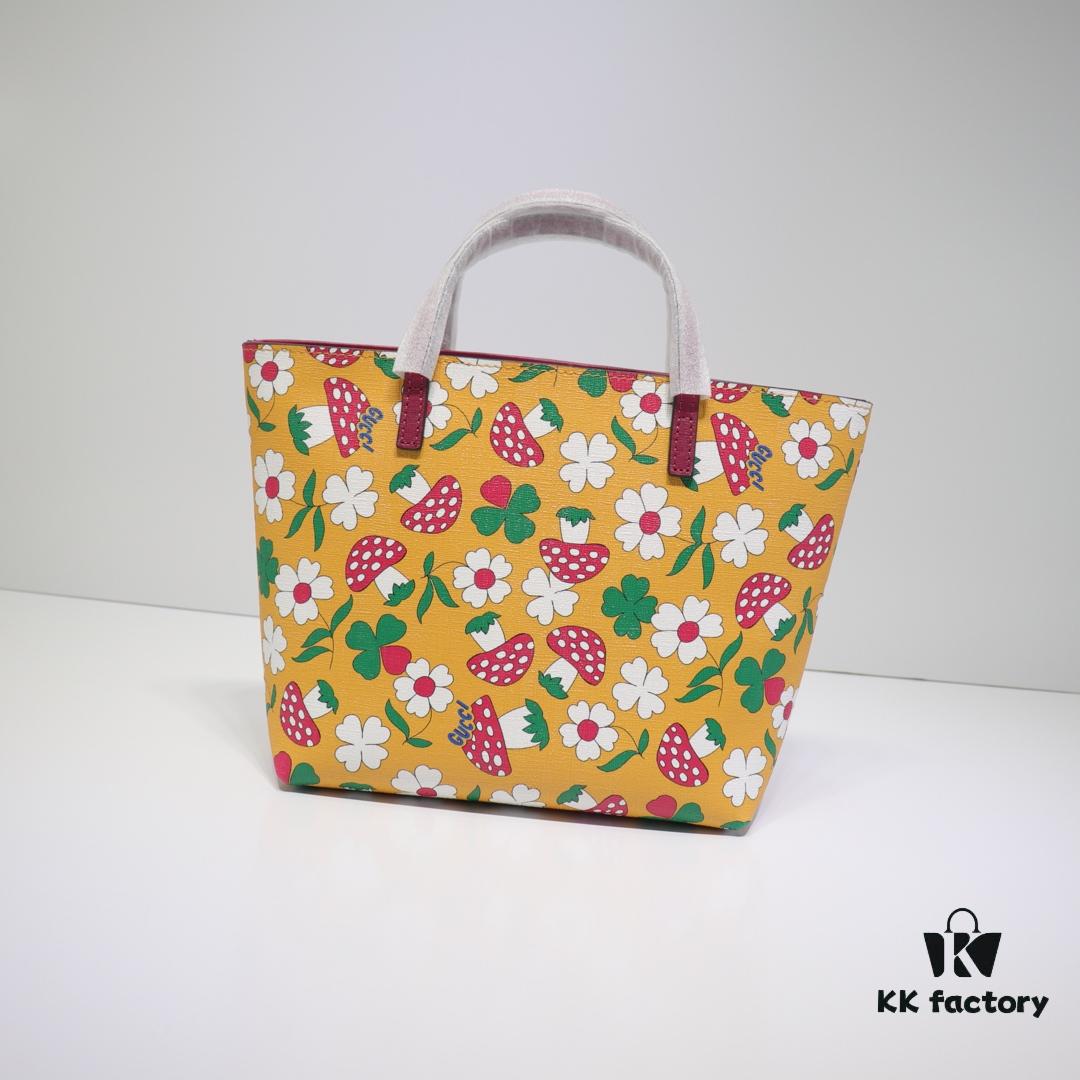 GUCCI Hot-Selling Item, Boutique Quality, Top-Tier Original Order Goods, Real Photo Fashion Tote Bag, Model No.: 410812 Mushroom Floral Design, Size: 21x20x10cm! In Stock for Immediate Shipment!