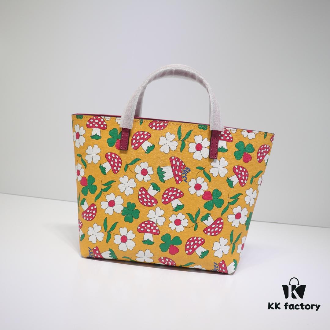 GUCCI Hot-Selling Item, Boutique Quality, Top-Tier Original Order Goods, Real Photo Fashion Tote Bag, Model No.: 410812 Mushroom Floral Design, Size: 21x20x10cm! In Stock for Immediate Shipment!