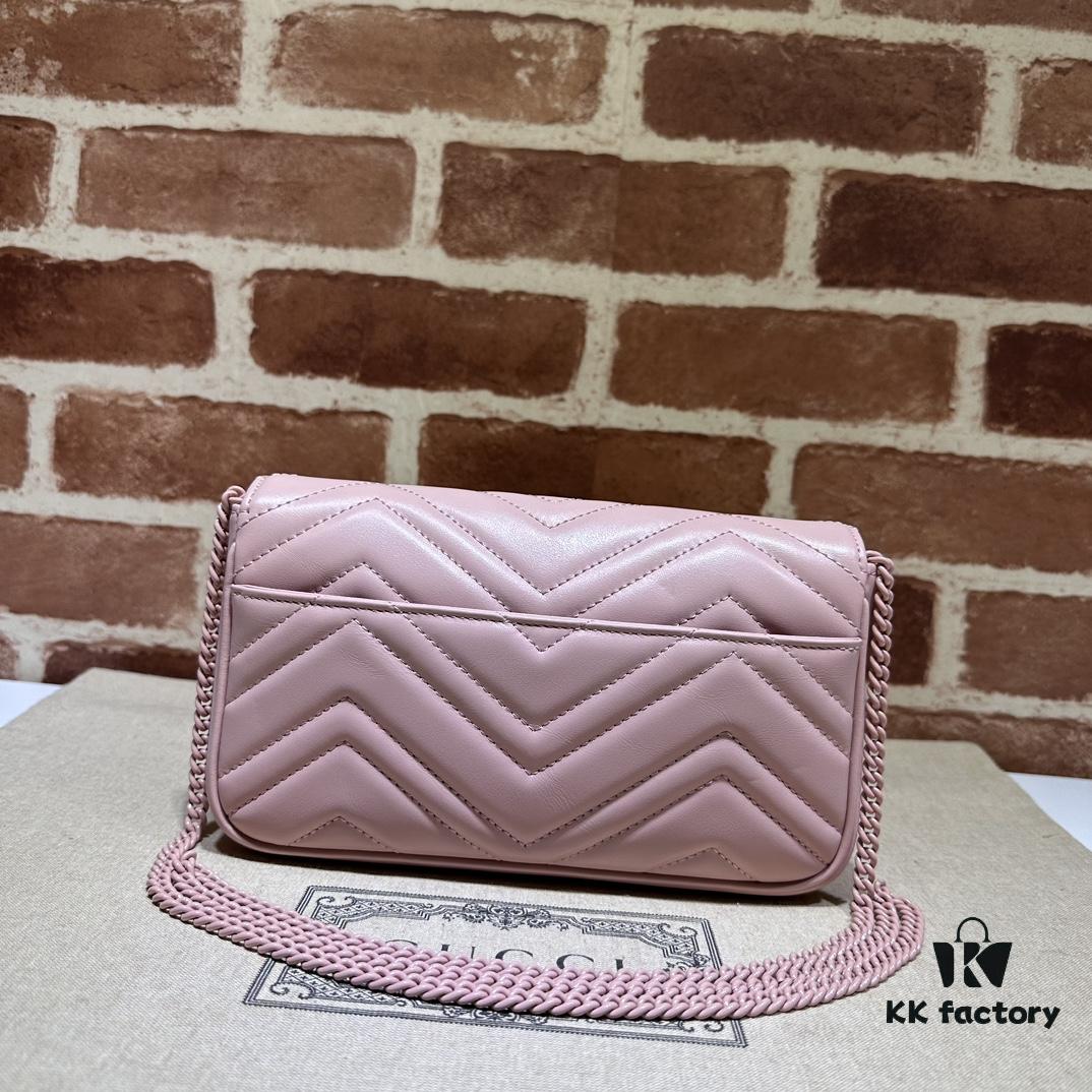 GUCCI New Arrival Cabinet Quality, Top Original Single Item, Real Photos. Model No. 751526 Pink with White, Size 21×12×5 cm (W×H×D), In Stock Ready to Ship