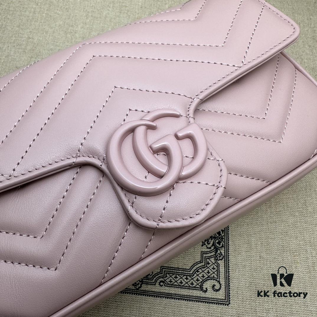 GUCCI New Arrival Cabinet Quality, Top Original Single Item, Real Photos. Model No. 751526 Pink with White, Size 21×12×5 cm (W×H×D), In Stock Ready to Ship