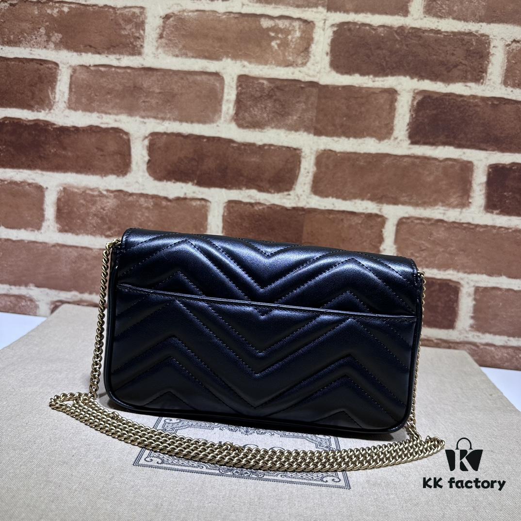 GUCCI New Arrival Cabinet Quality, Top Original Single Item, Real Photos. Model No. 751526 Black with White, Dimensions 21×12×5 cm, In Stock for Immediate Shipment