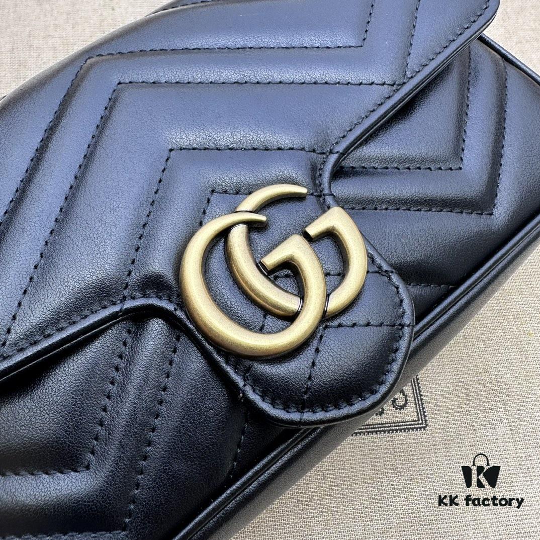 GUCCI New Arrival Cabinet Quality, Top Original Single Item, Real Photos. Model No. 751526 Black with White, Dimensions 21×12×5 cm, In Stock for Immediate Shipment