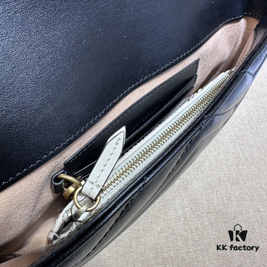 GUCCI New Arrival Cabinet Quality, Top Original Single Item, Real Photos. Model No. 751526 Black with White, Dimensions 21×12×5 cm, In Stock for Immediate Shipment