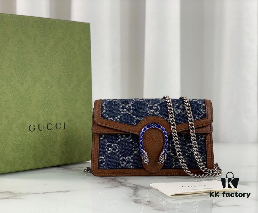 GUCCI New Arrival High-Quality Authentic Stock, Top-Tier Original Order Item, Real Photo, Model No. 476432 Blue Denim Fabric, Size 16.5x10x4.5, In Stock Ready to Ship