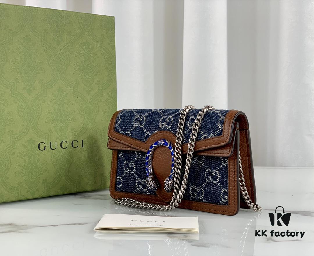 GUCCI New Arrival High-Quality Authentic Stock, Top-Tier Original Order Item, Real Photo, Model No. 476432 Blue Denim Fabric, Size 16.5x10x4.5, In Stock Ready to Ship