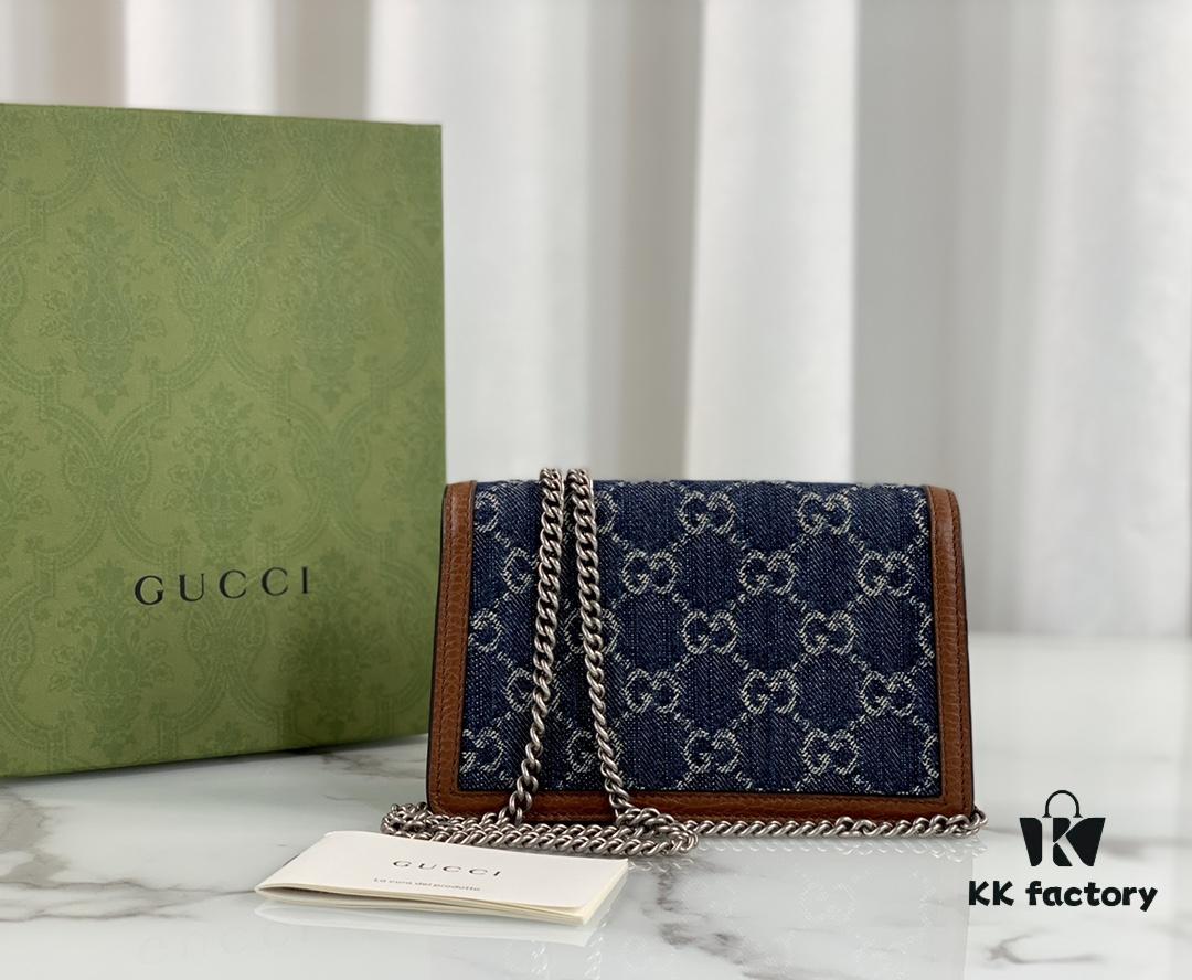 GUCCI New Arrival High-Quality Authentic Stock, Top-Tier Original Order Item, Real Photo, Model No. 476432 Blue Denim Fabric, Size 16.5x10x4.5, In Stock Ready to Ship