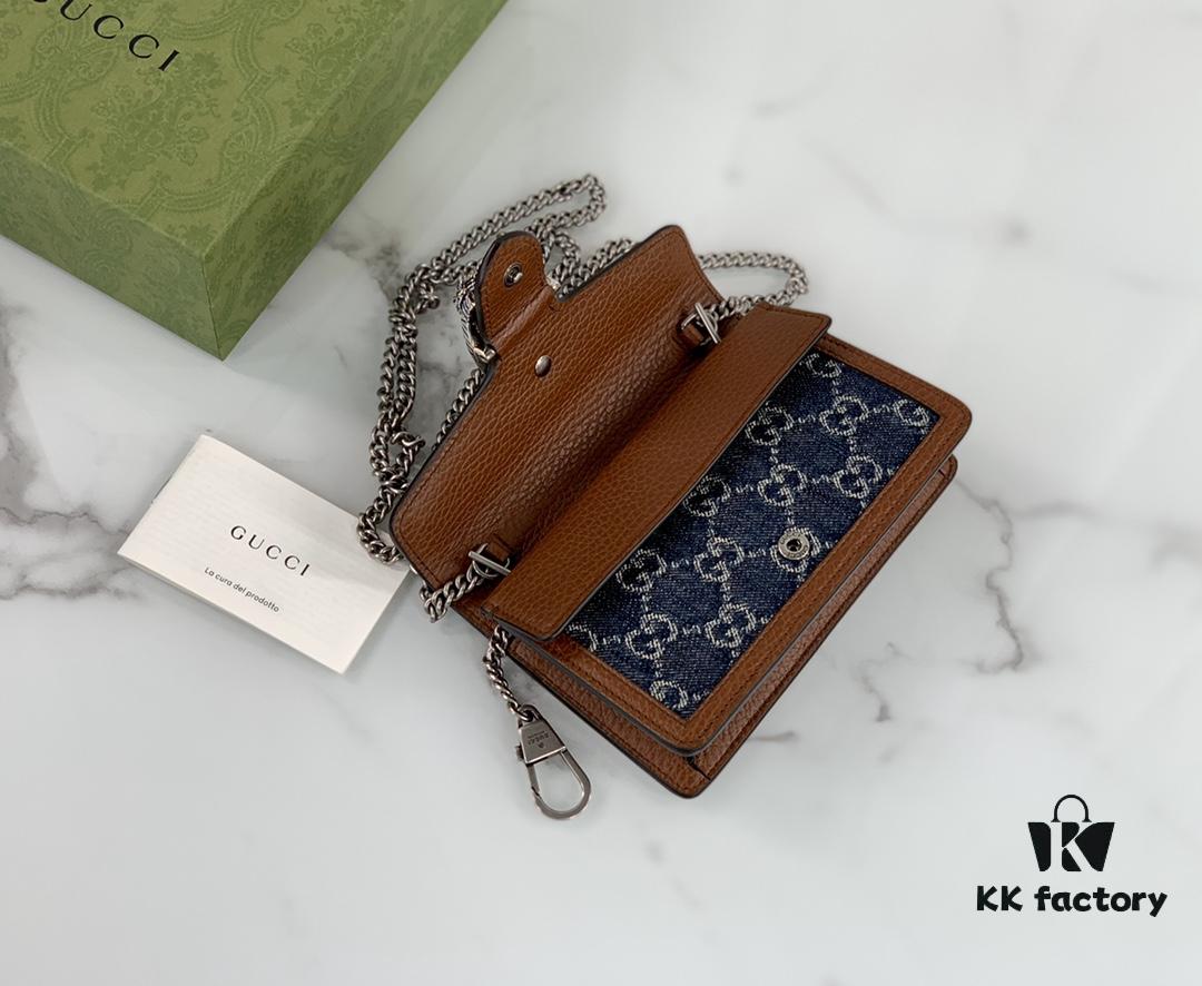 GUCCI New Arrival High-Quality Authentic Stock, Top-Tier Original Order Item, Real Photo, Model No. 476432 Blue Denim Fabric, Size 16.5x10x4.5, In Stock Ready to Ship