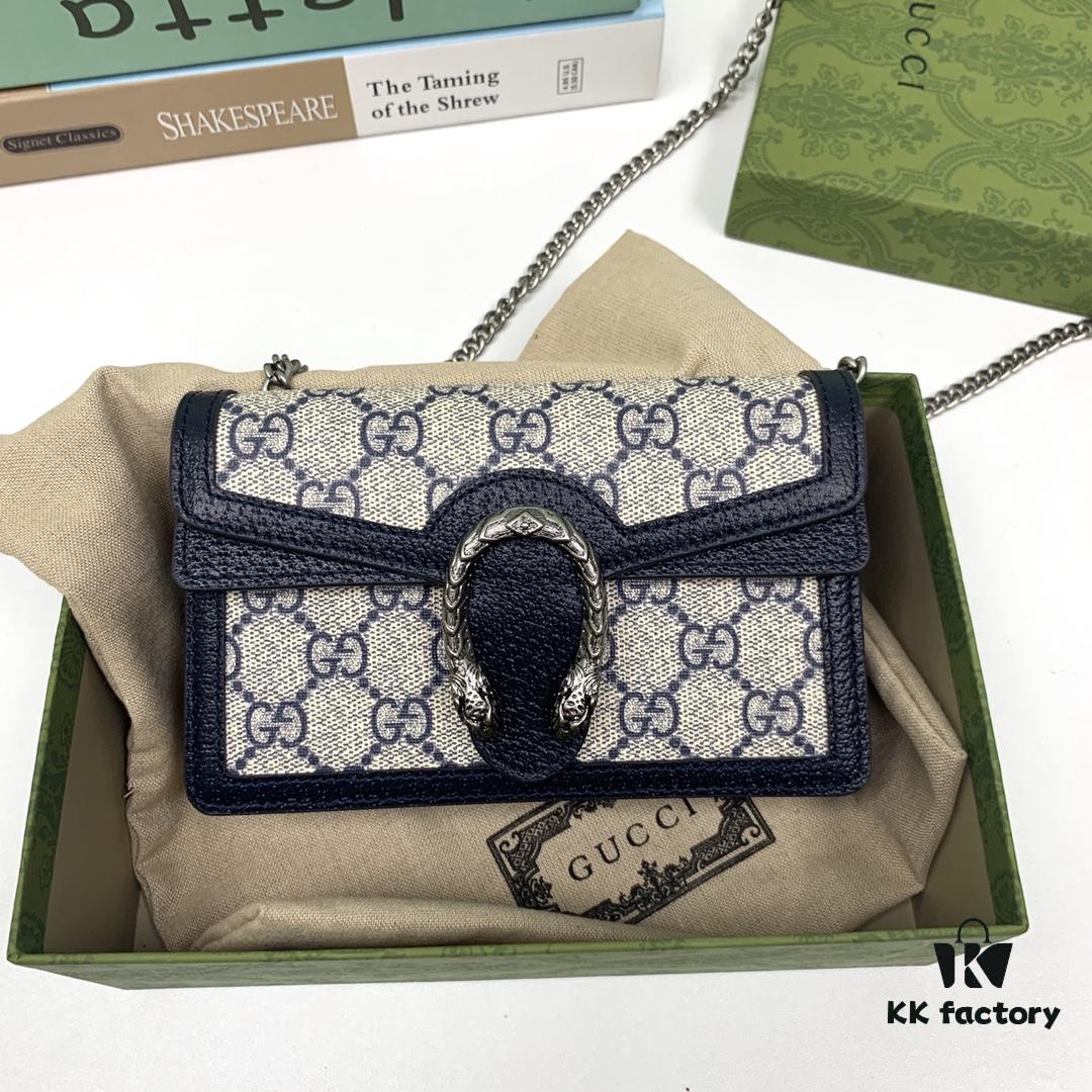 GUCCI Hot Sale, Boutique Quality, Top Original Single Item, Actual Product Photos. Model: 476432 Blue Rubber Blue Leather, Dimensions: 16.5 cm (W) x 10 cm (H) x 4.5 cm (D), In Stock Ready to Ship!