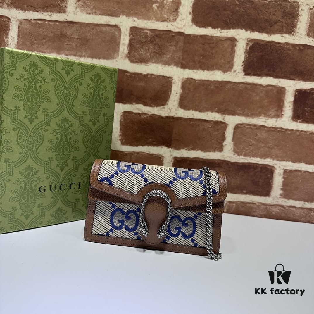 GUCCI New Arrival Cabinet Quality, Top Original Single Item, Real Photo, Model No. 476432 Blue Fabric Blue Leather, Size 16.5x10x4.5, In Stock Ready to Ship