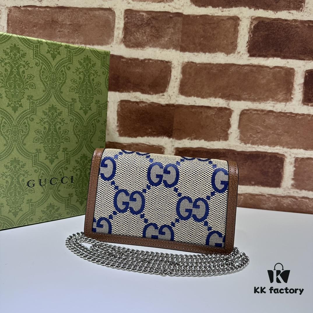 GUCCI New Arrival Cabinet Quality, Top Original Single Item, Real Photo, Model No. 476432 Blue Fabric Blue Leather, Size 16.5x10x4.5, In Stock Ready to Ship