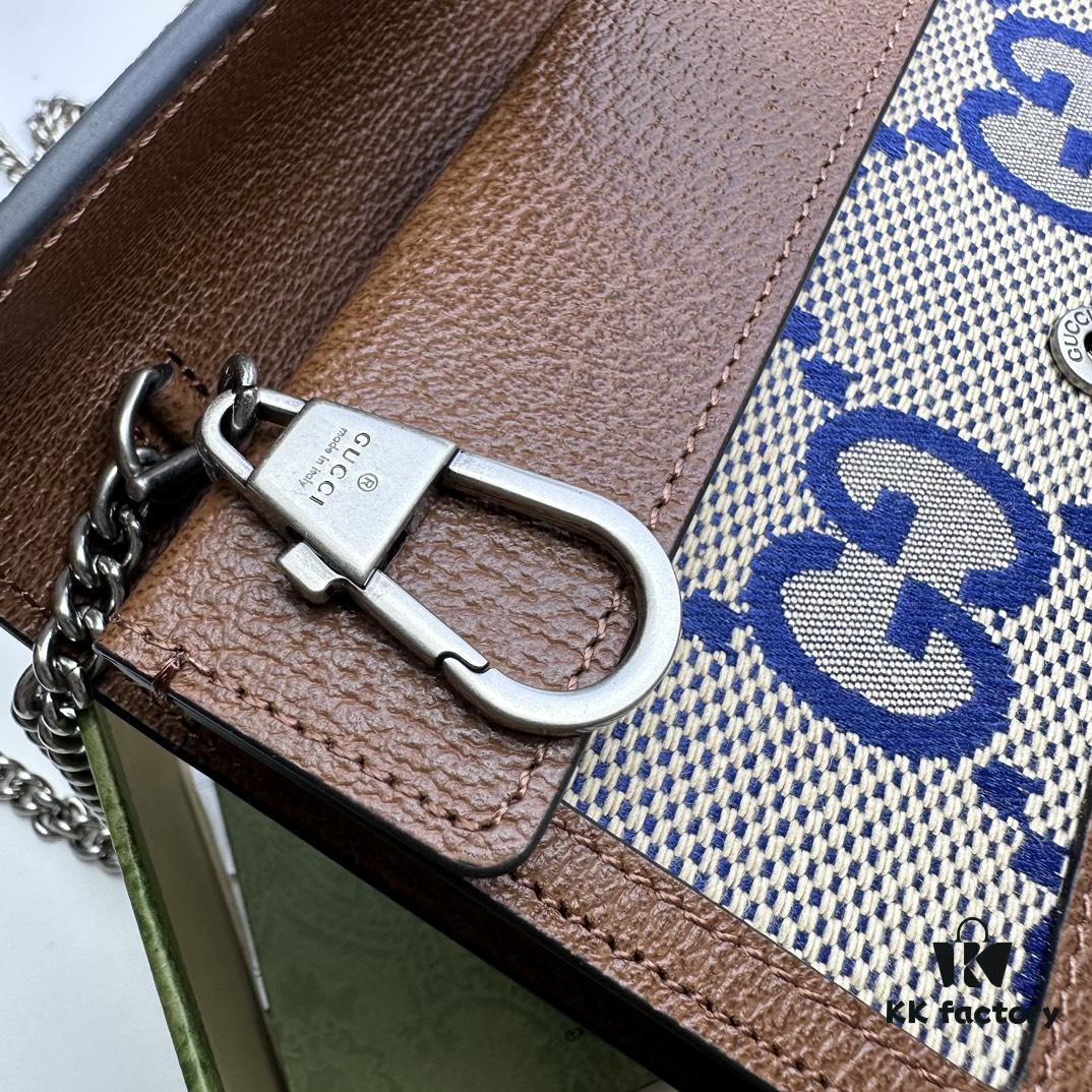 GUCCI New Arrival Cabinet Quality, Top Original Single Item, Real Photo, Model No. 476432 Blue Fabric Blue Leather, Size 16.5x10x4.5, In Stock Ready to Ship