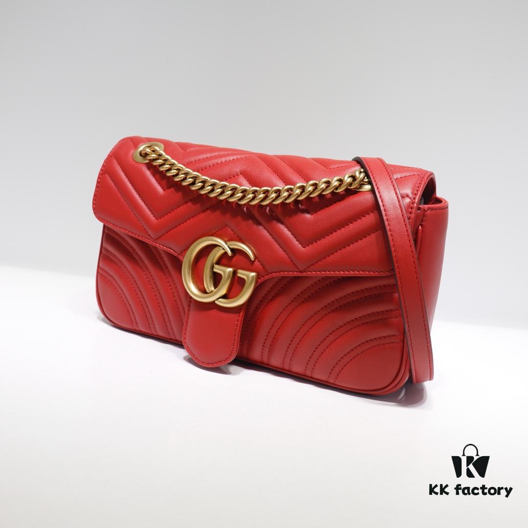 GUCCI New Arrival High-Quality Authentic Stock, Item No. 443497 in Bright Red, Dimensions: W26 x H15.5 x D6cm