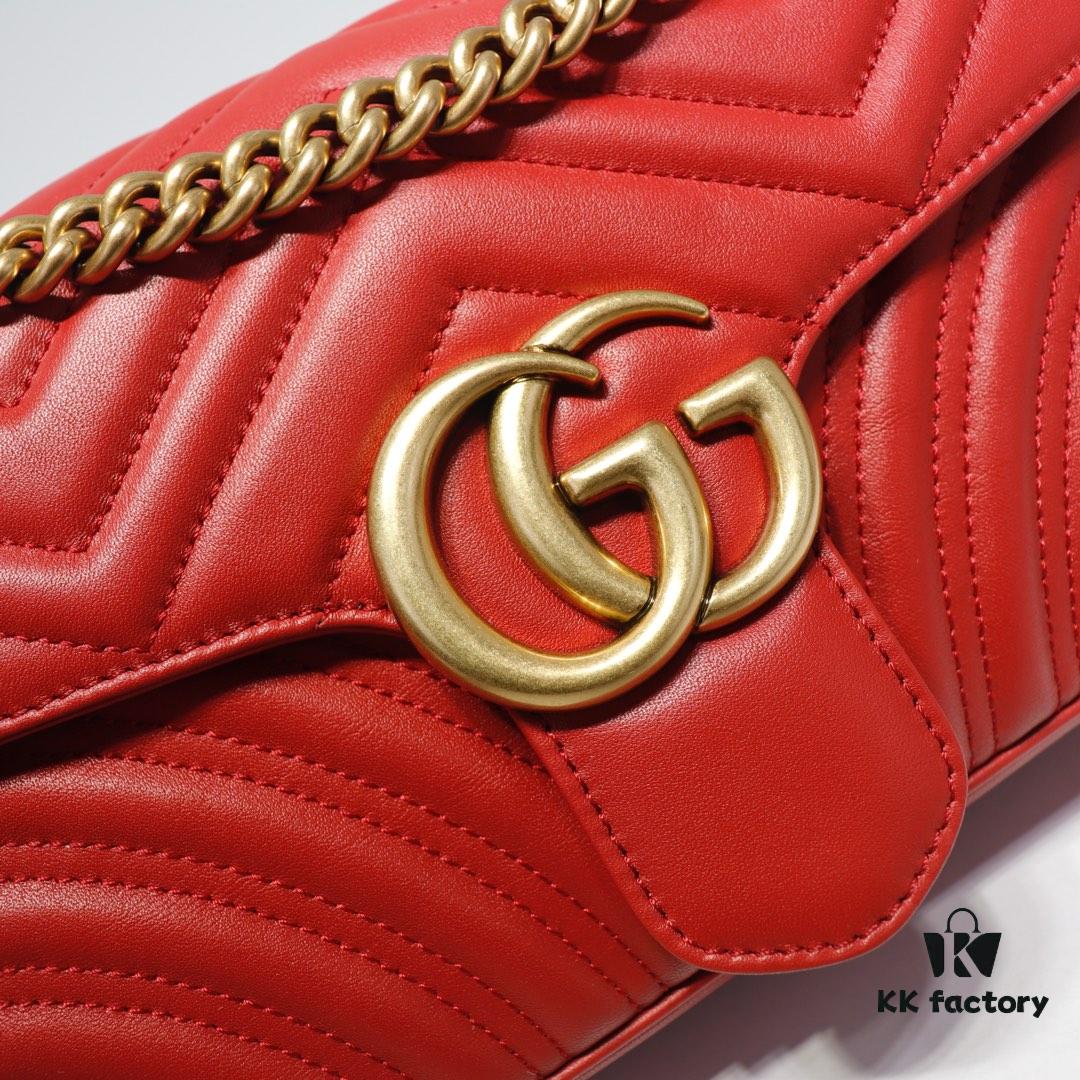 GUCCI New Arrival High-Quality Authentic Stock, Item No. 443497 in Bright Red, Dimensions: W26 x H15.5 x D6cm