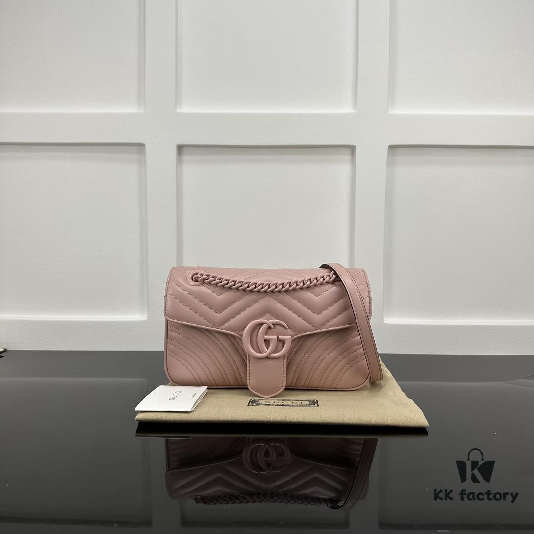 GUCCI New Arrival Cabinet Quality, Top Original Single Item, Real Photo, Model No. 443497 Pink with Pink Hardware, Size: W26 x H15.5 x D6cm, In Stock
