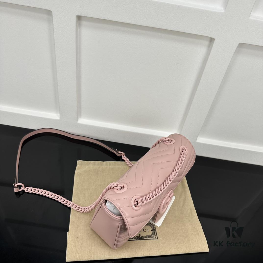 GUCCI New Arrival Cabinet Quality, Top Original Single Item, Real Photo, Model No. 443497 Pink with Pink Hardware, Size: W26 x H15.5 x D6cm, In Stock