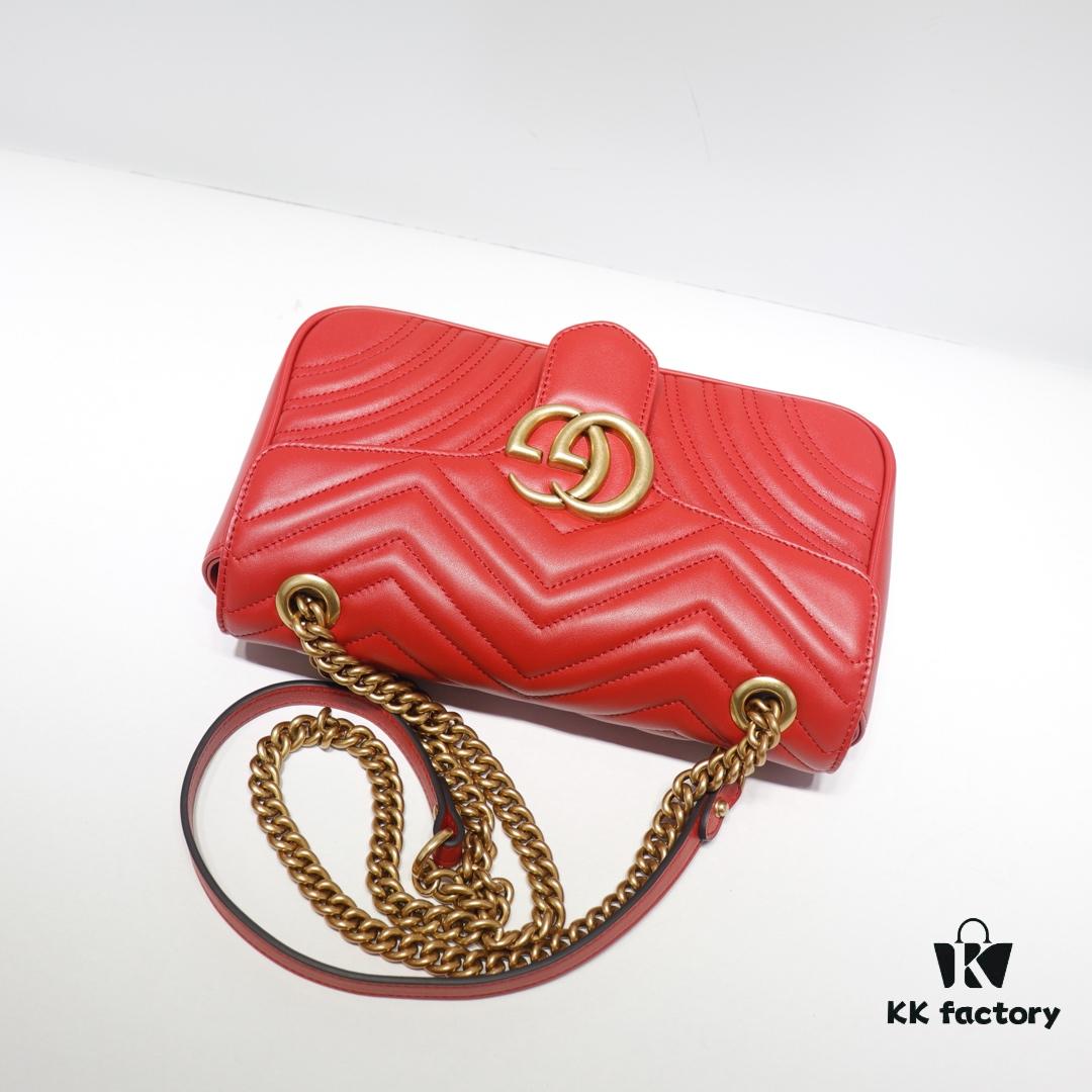 GUCCI New Arrival High-Quality Authentic Stock, Item No. 443497 in Bright Red, Dimensions: W26 x H15.5 x D6cm