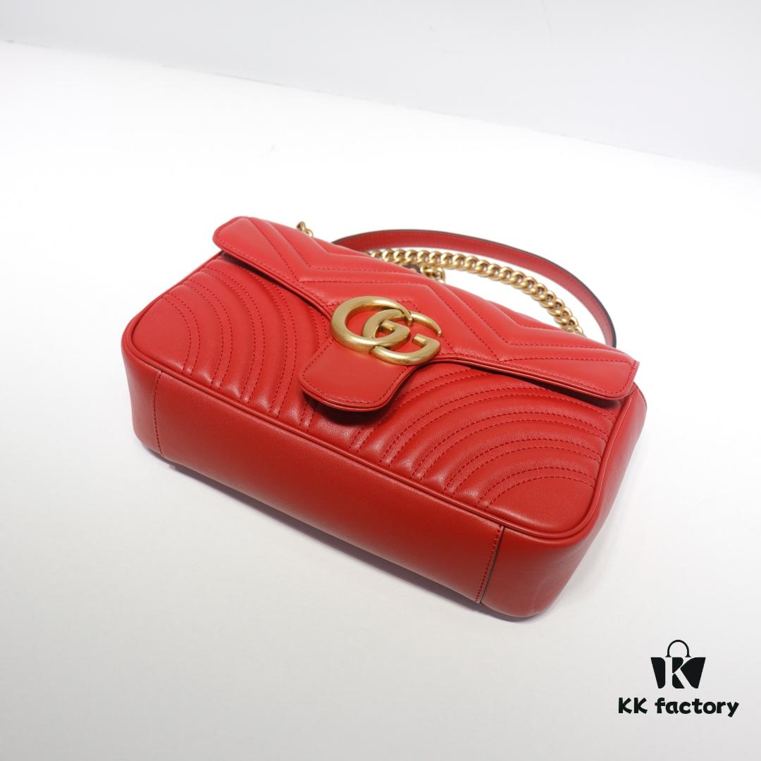 GUCCI New Arrival High-Quality Authentic Stock, Item No. 443497 in Bright Red, Dimensions: W26 x H15.5 x D6cm
