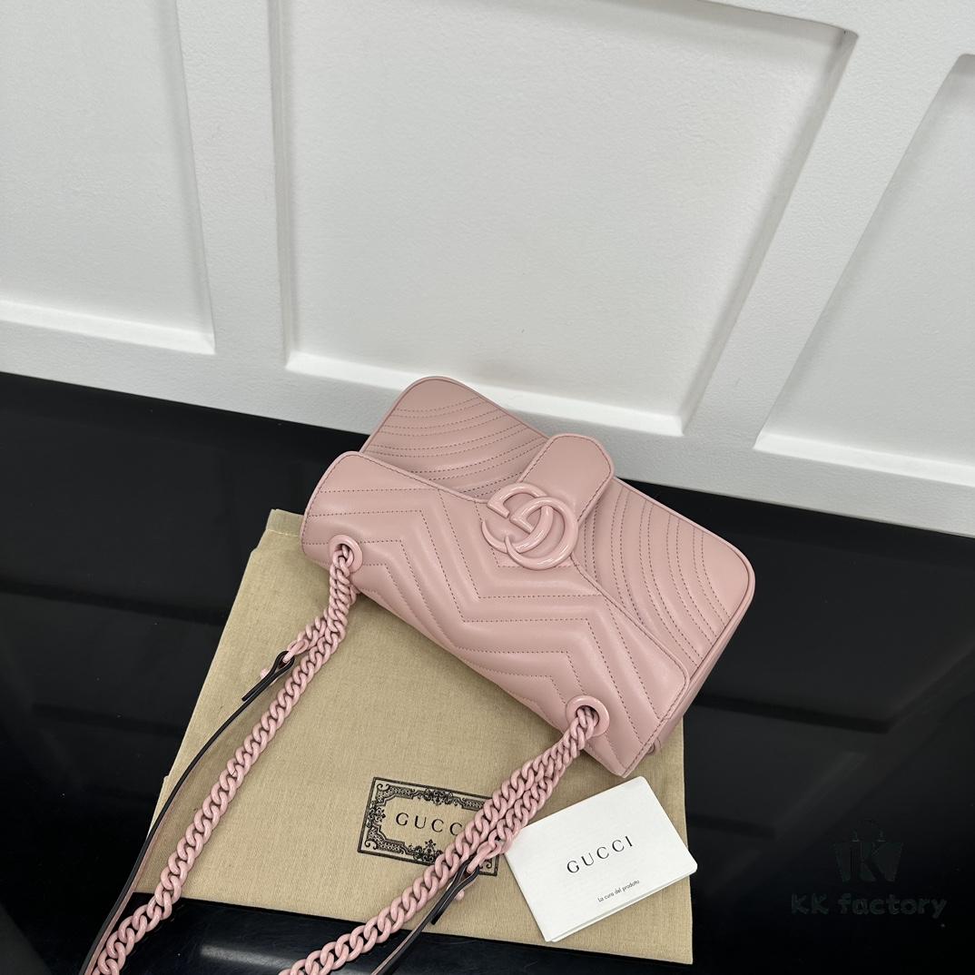 GUCCI New Arrival Cabinet Quality, Top Original Single Item, Real Photo, Model No. 443497 Pink with Pink Hardware, Size: W26 x H15.5 x D6cm, In Stock