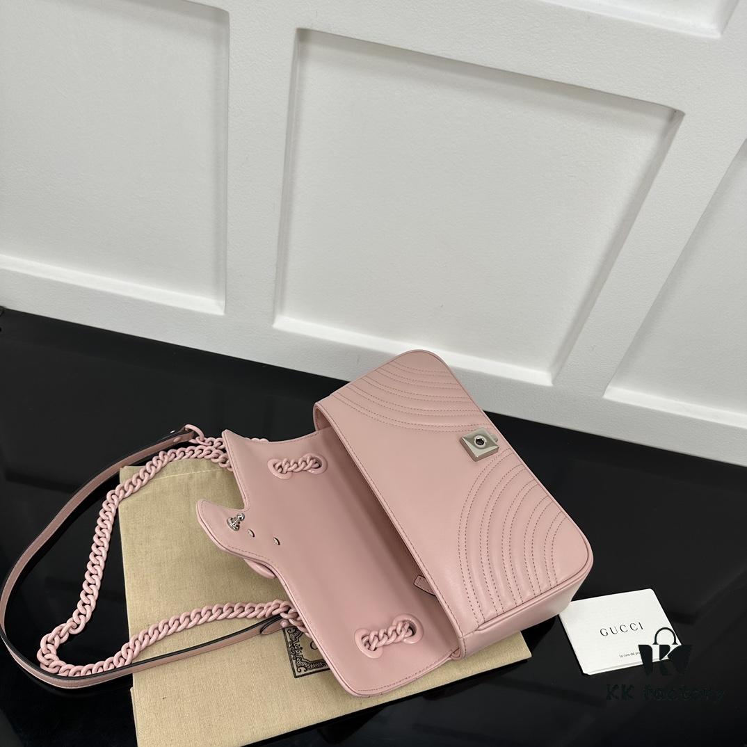 GUCCI New Arrival Cabinet Quality, Top Original Single Item, Real Photo, Model No. 443497 Pink with Pink Hardware, Size: W26 x H15.5 x D6cm, In Stock