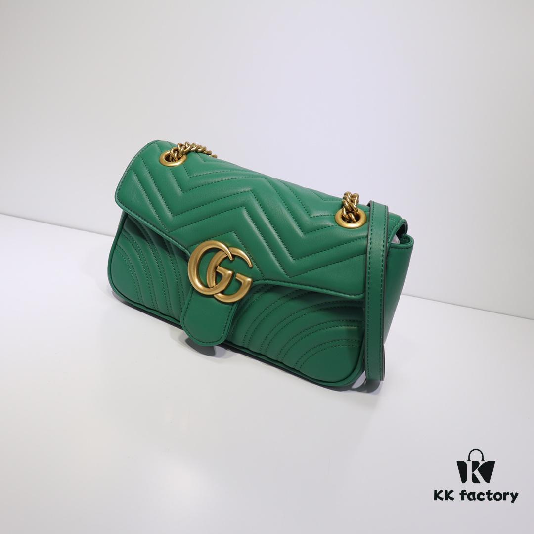 GUCCI New Arrival High-Quality Authentic Stock, Top-Tier Original Order Item, Real Photo Shown, Model No.: 443497 Green, Size: W26x15.5x6cm, Ready Stock (Upgraded Quality)