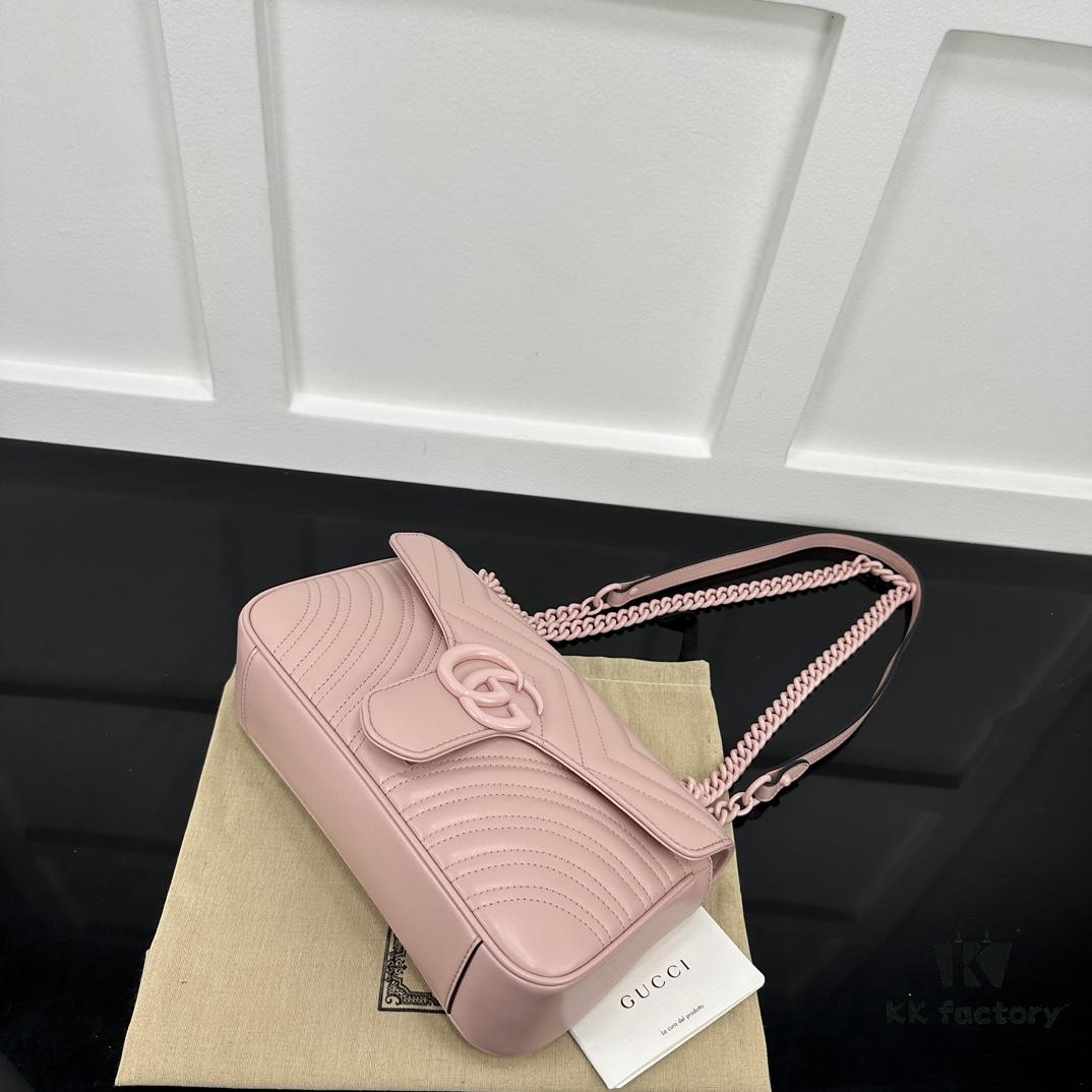 GUCCI New Arrival Cabinet Quality, Top Original Single Item, Real Photo, Model No. 443497 Pink with Pink Hardware, Size: W26 x H15.5 x D6cm, In Stock